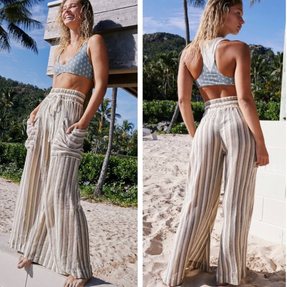 New free people jones beach wide leg pant army